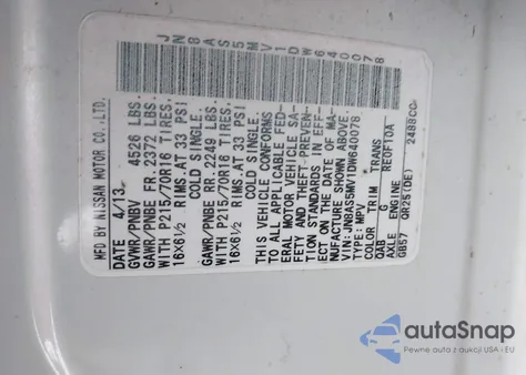 2013 Nissan Rogue S from USA, damaged, VIN JN8AS5MV1DW640078